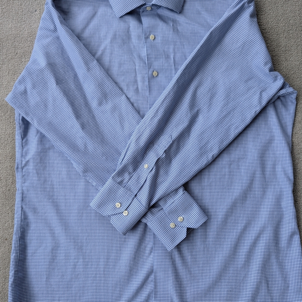 Brooks Brothers Blue Micro-Check Button-Front Dress Shirt